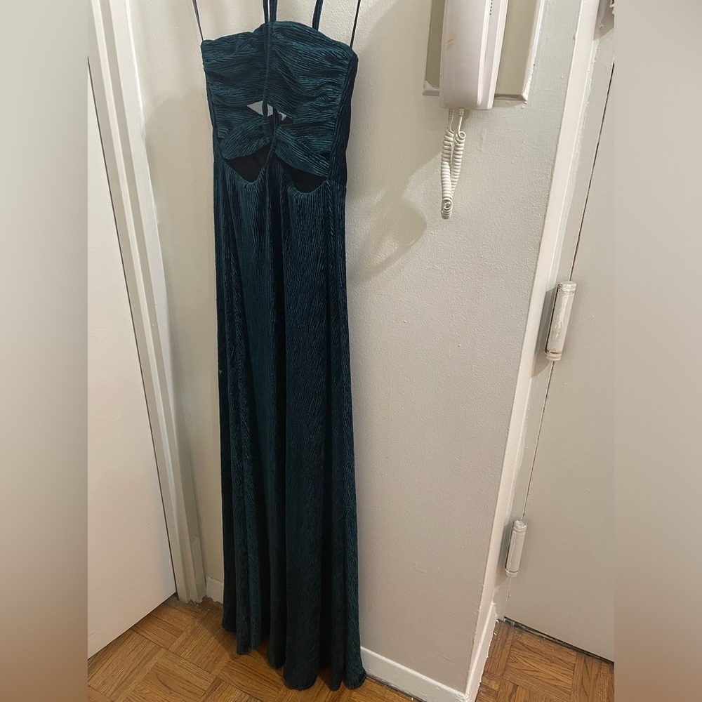 Brand New PatBO Textured Velvet Lace-Up Dress in Prussian Green Size 4 - Picture 14 of 16